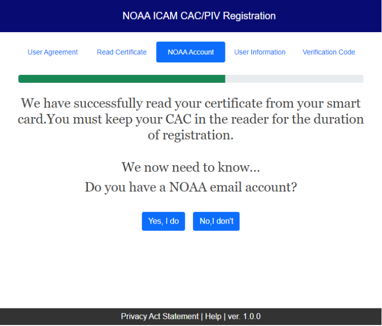 User certificate successfully read