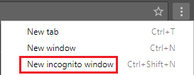 Chrome Ingognito Window